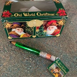 Merck Old World Christmas ornament green pencil with eraser glass